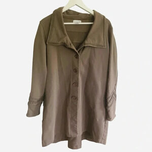 Soft Surroundings Jacket Women's Large Tallulah Embroidery Gray French Terry